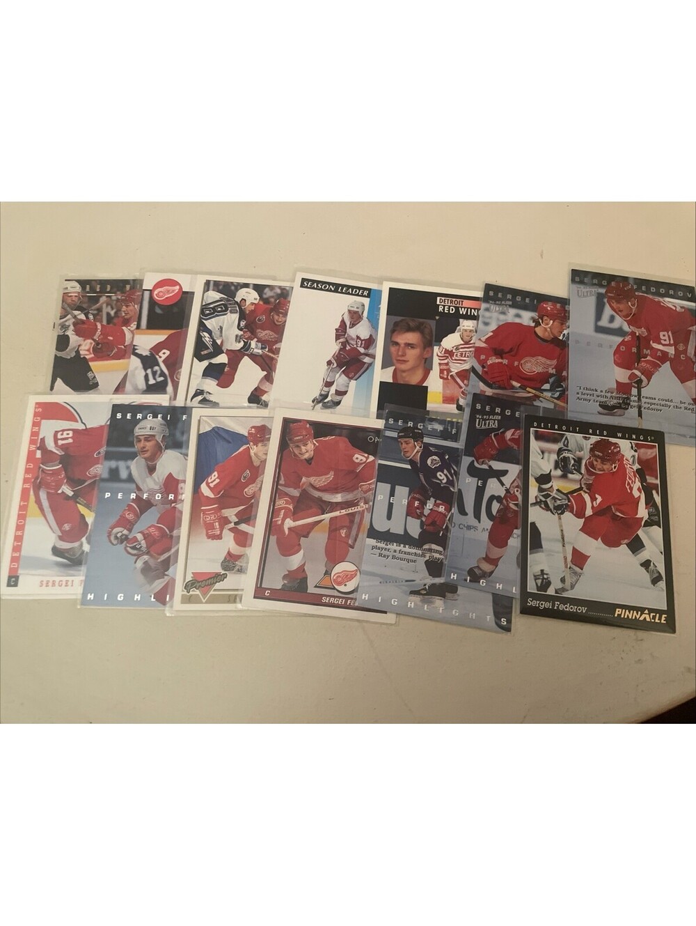 Lot Of 14 Sergei Fedorov Hockey Cards NHL Detroit Red Wings